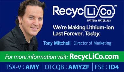 December 8, 2023 :  - Introducing Tony Mitchell, Director of Marketing for RecycLiCo™ Battery Materials Inc.